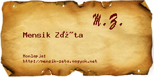 Mensik Zéta névjegykártya